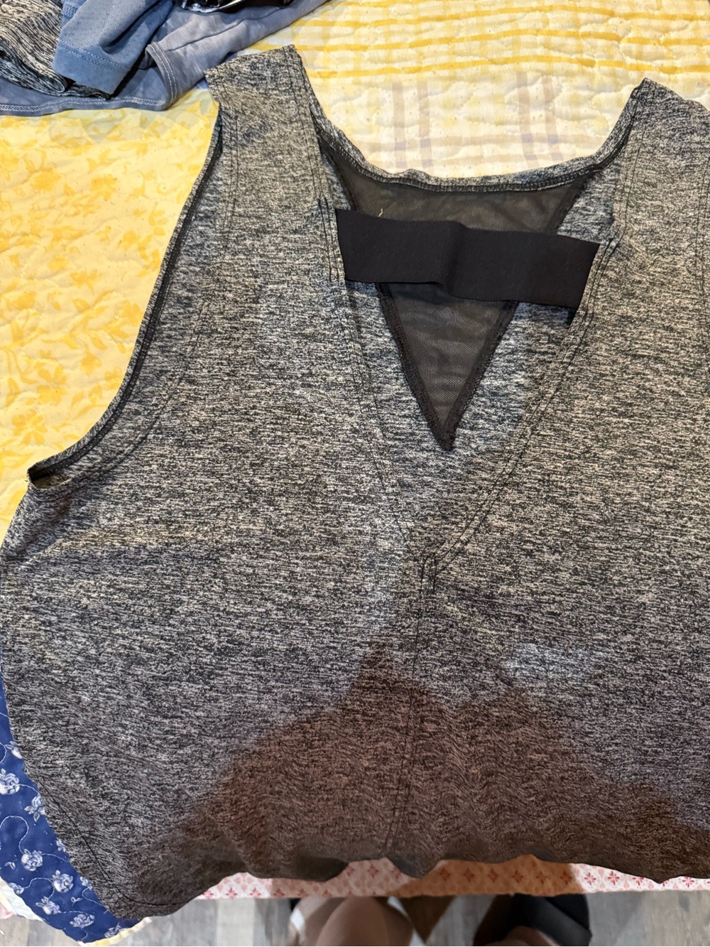 Women's Grey Sleeveless V-Neck Knit Top